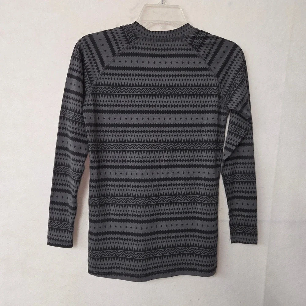 Guide Gear Women's Gray‎ Black Geometric Print Long Sleeve Thumbhole Top Size S